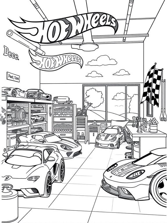 hot wheels garage coloring page