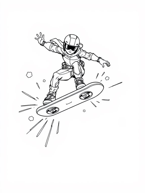 hoverboard action coloring page