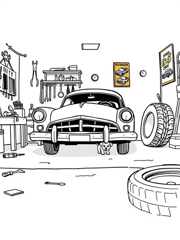 hudson hornet garage coloring