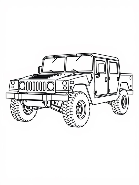 hummer h1 coloring outline