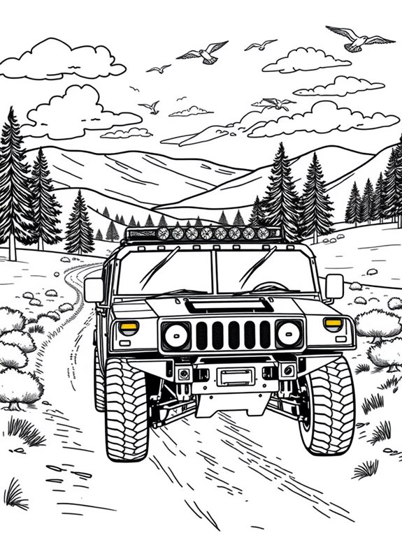 hummer h1 scenic coloring page