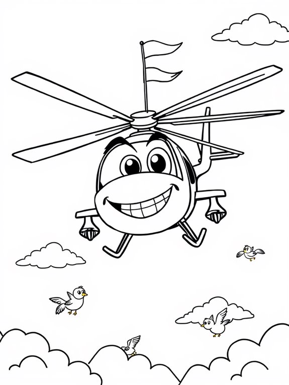 humorous helicopter coloring page