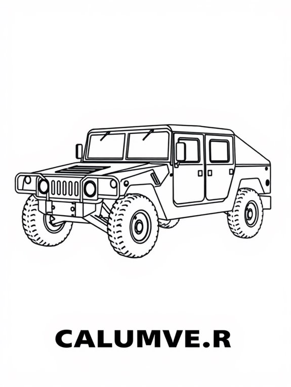 humvee coloring page outline