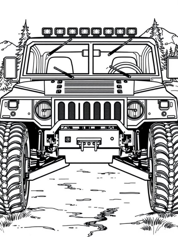 humvee detailed coloring page