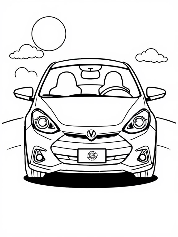 hybrid car coloring page