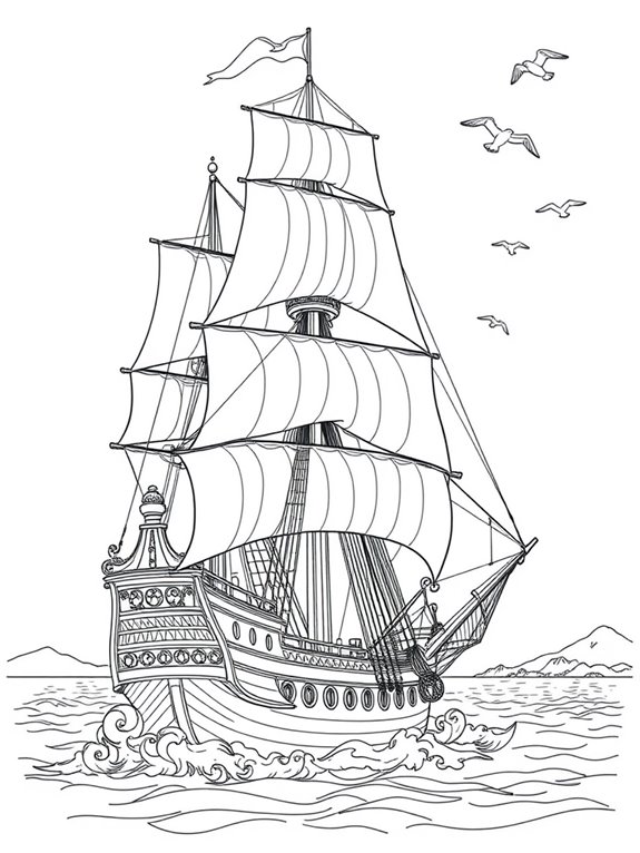 intricate sailing ship design