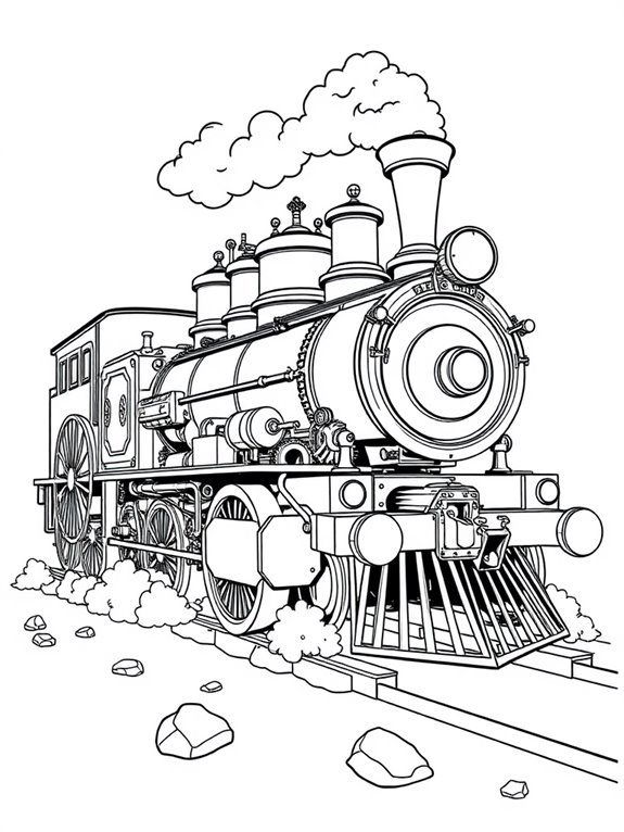 intricate steam engine illustration