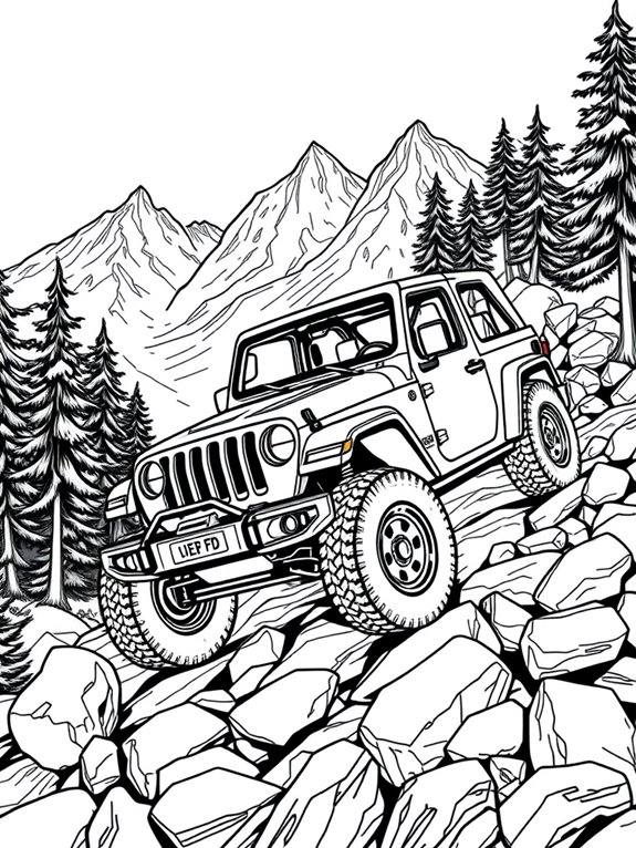 jeep climbing mountain terrain