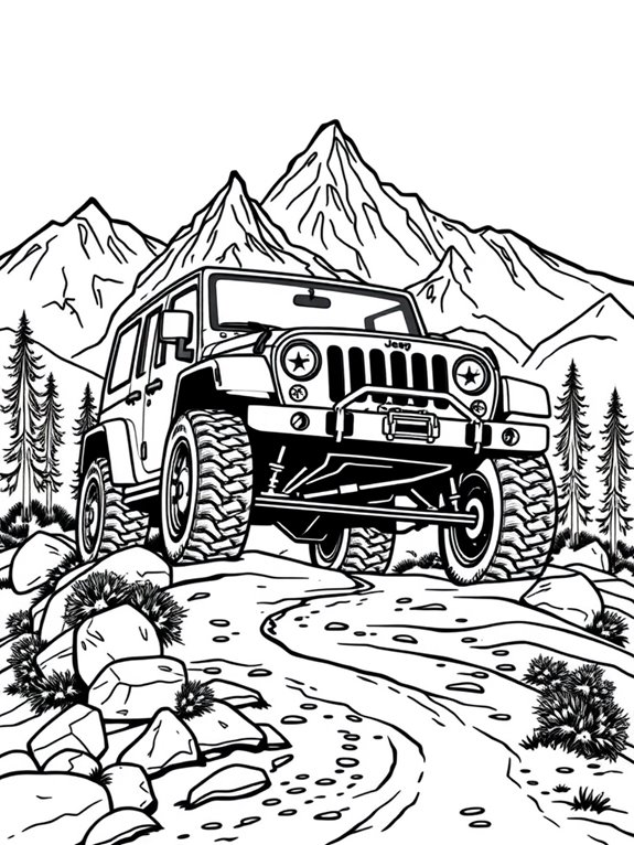 jeep driving through mountains