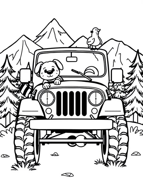 jeep themed coloring activity