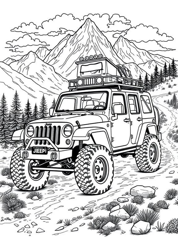 jeep themed coloring activity