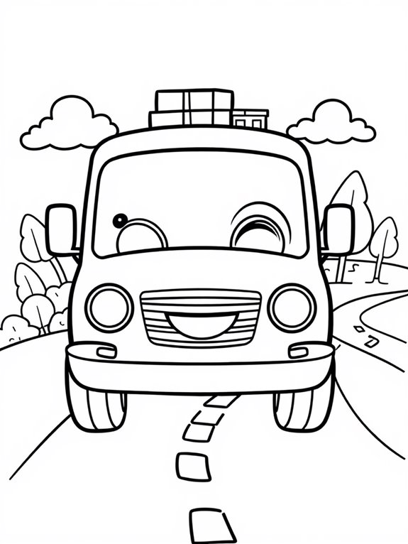 joyful delivery vehicle illustration