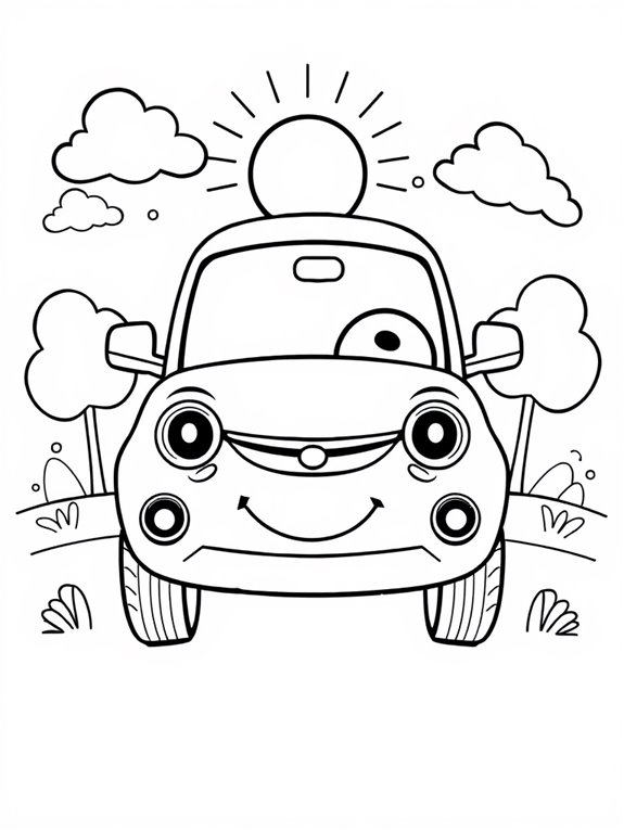 joyful electric car coloring