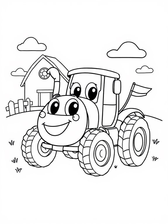 joyful tractor coloring activity