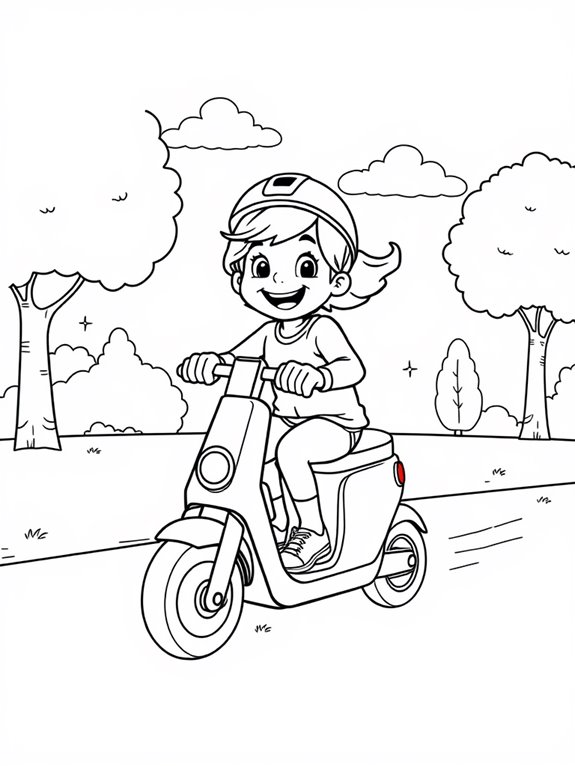 kid riding electric scooter