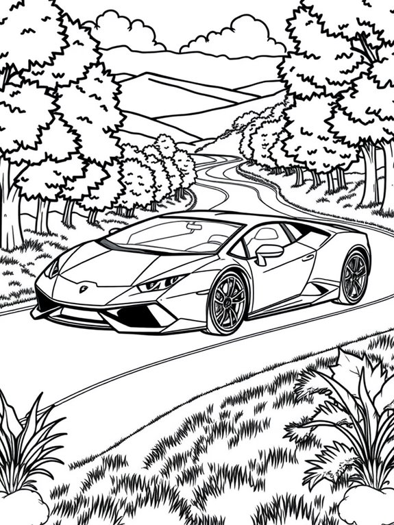 lamborghini amidst natural scenery