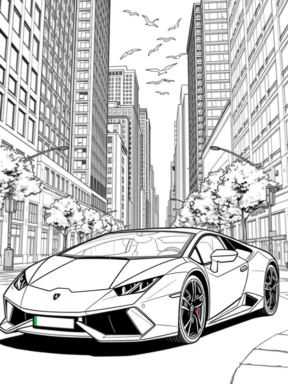 lamborghini cityscape coloring page