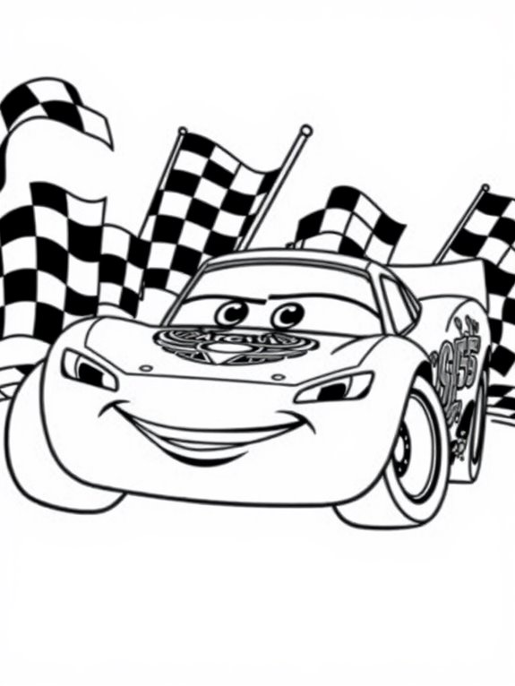 lightning mcqueen racing coloring page