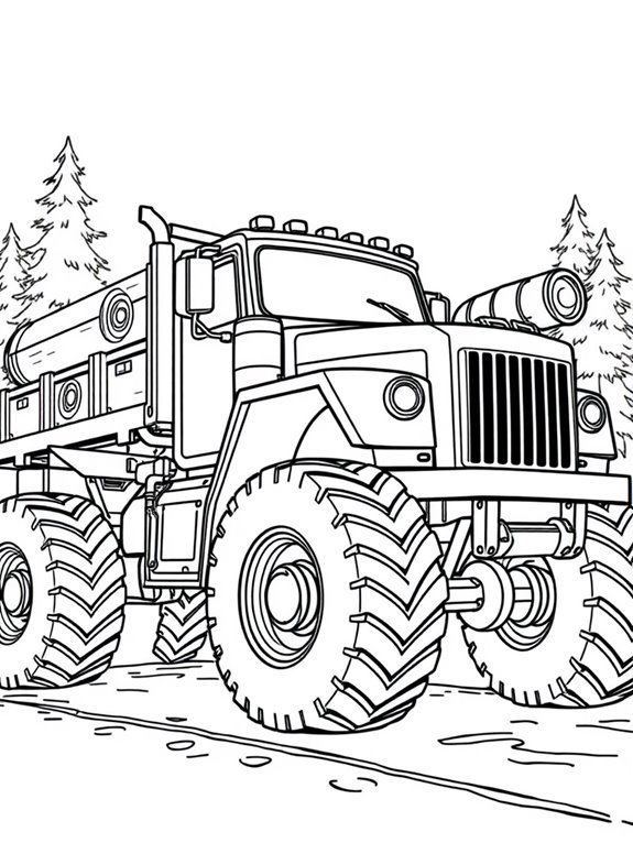 logging truck coloring page