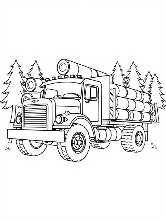 logging truck coloring page