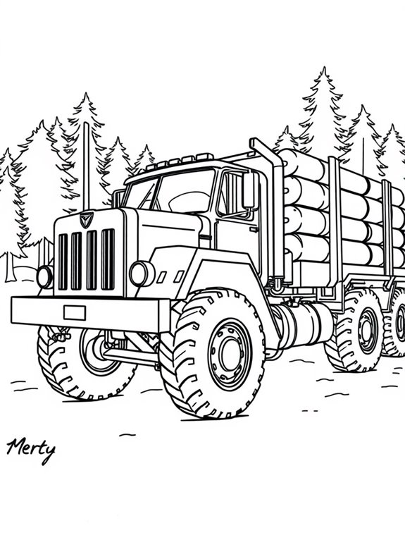 logging truck coloring page