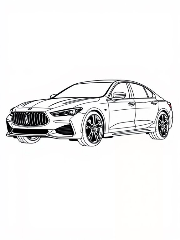 luxury sedan coloring page