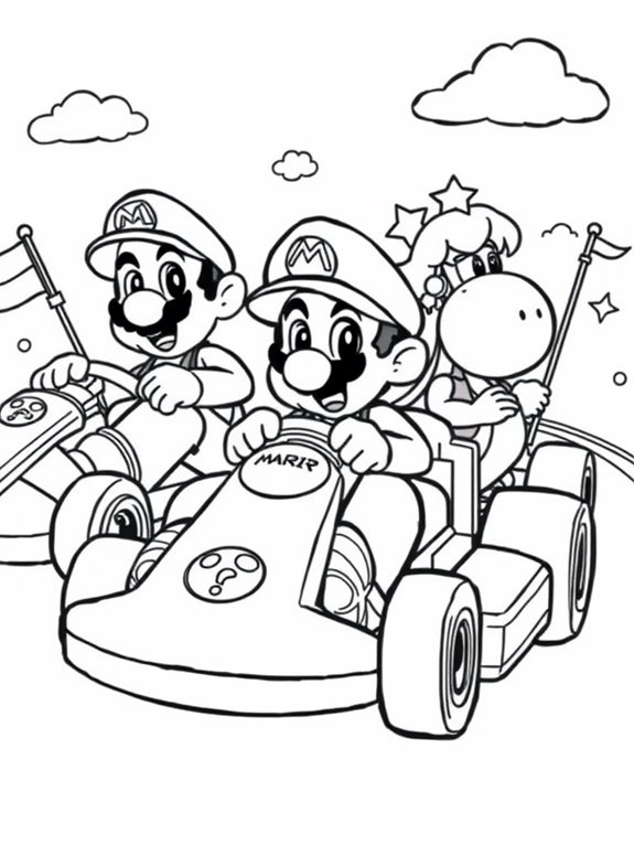 mario kart character coloring