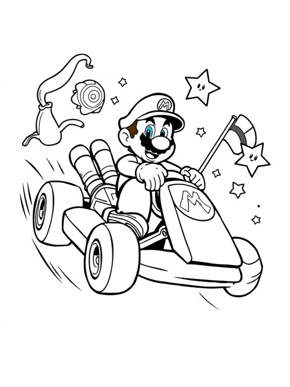 mario kart coloring fun