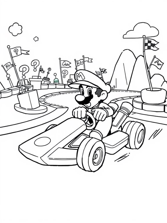 mario kart coloring page