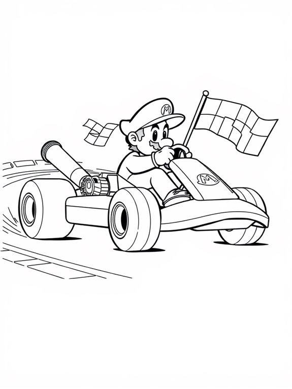 mario kart coloring page