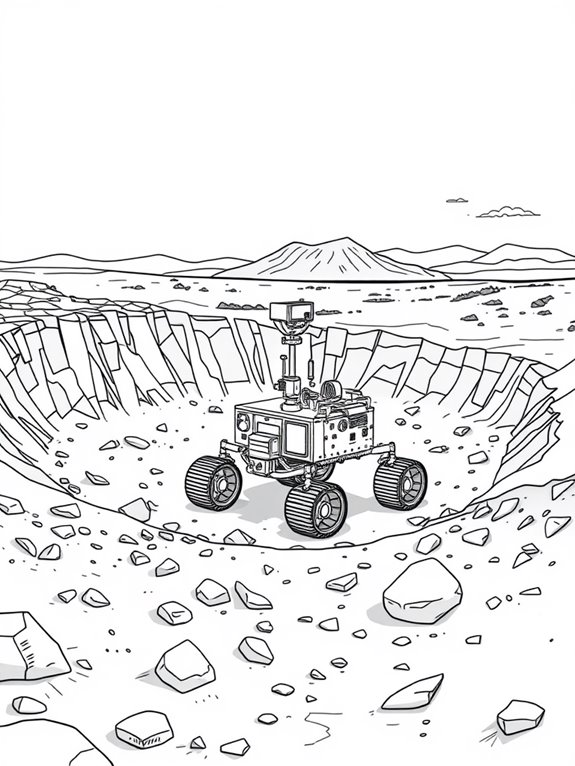 mars rover crater coloring page