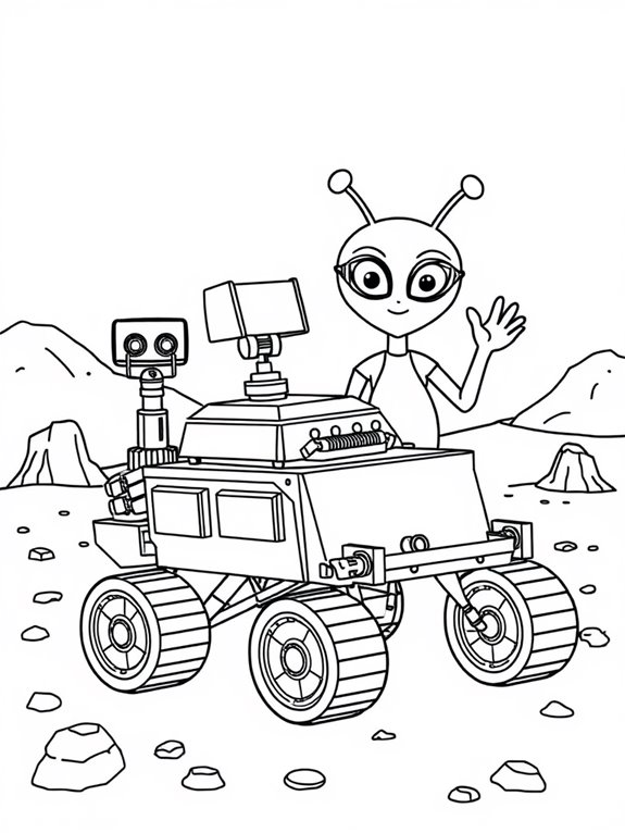 mars rover with alien