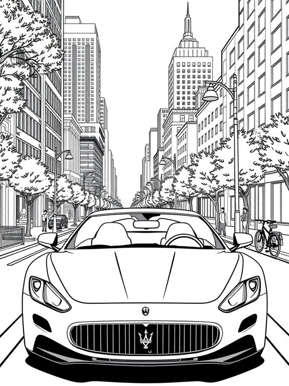 maserati cityscape coloring page