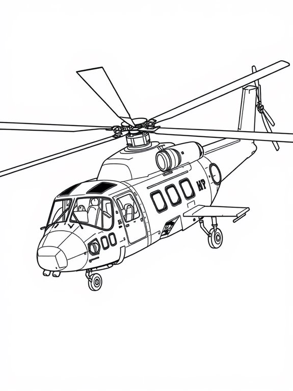 military helicopter coloring page