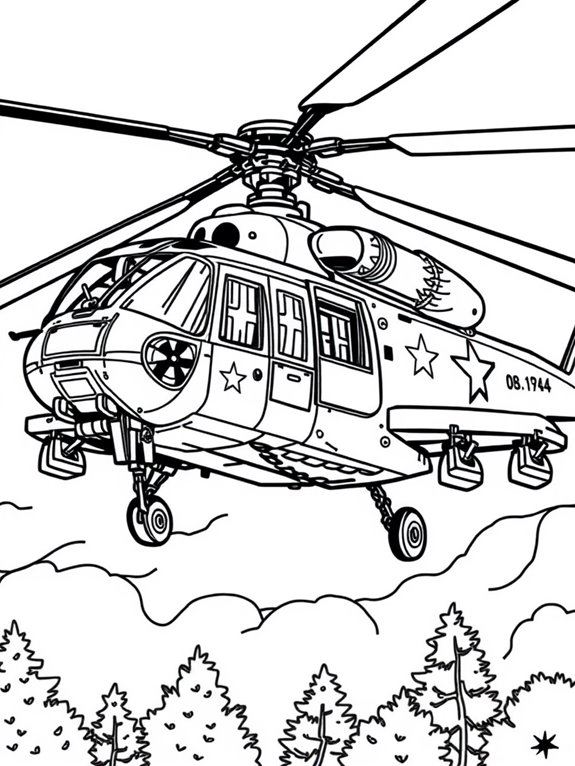 military helicopter coloring page