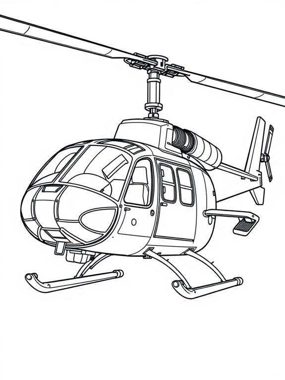 military helicopter line art