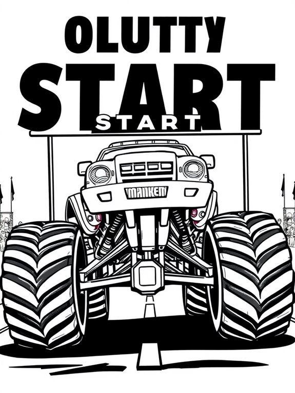 monster truck race coloring