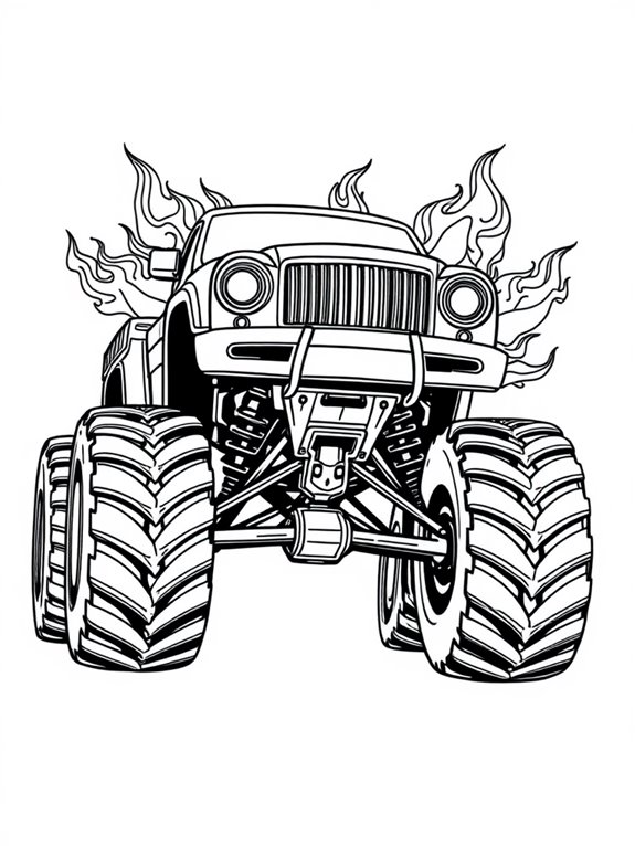 monster truck with flames