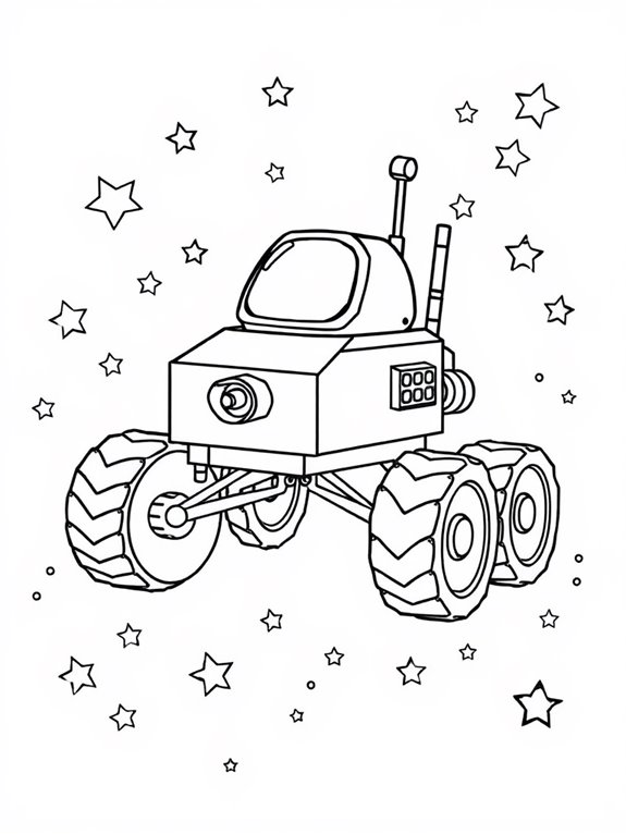 moon rover and stars