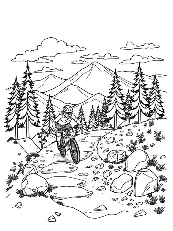 mountain biking coloring page