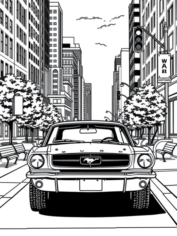 mustang car city coloring