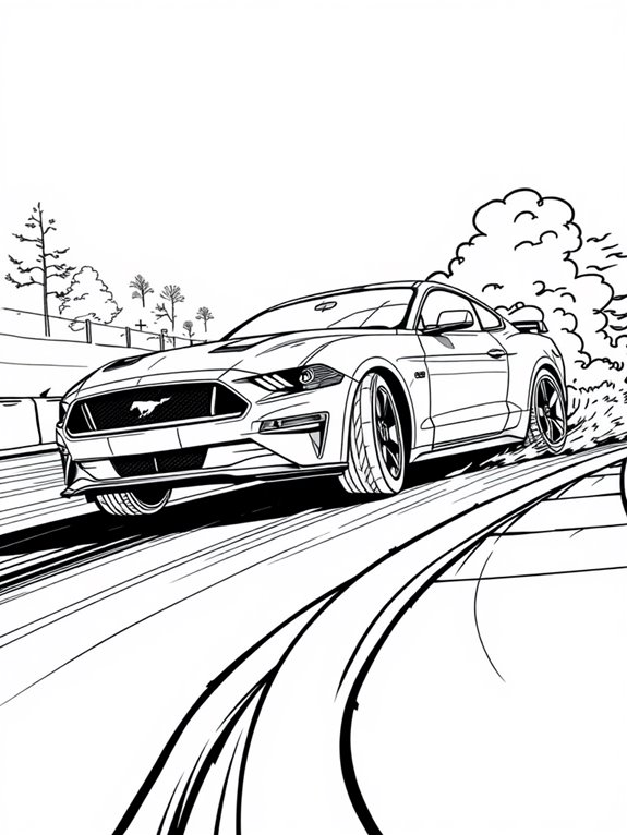 mustang racing coloring page