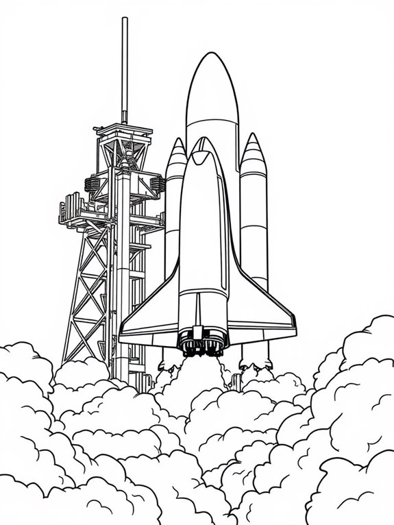 nasa shuttle launch coloring