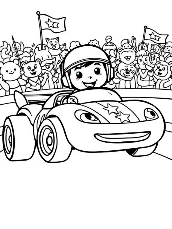 nascar cartoon racer coloring page