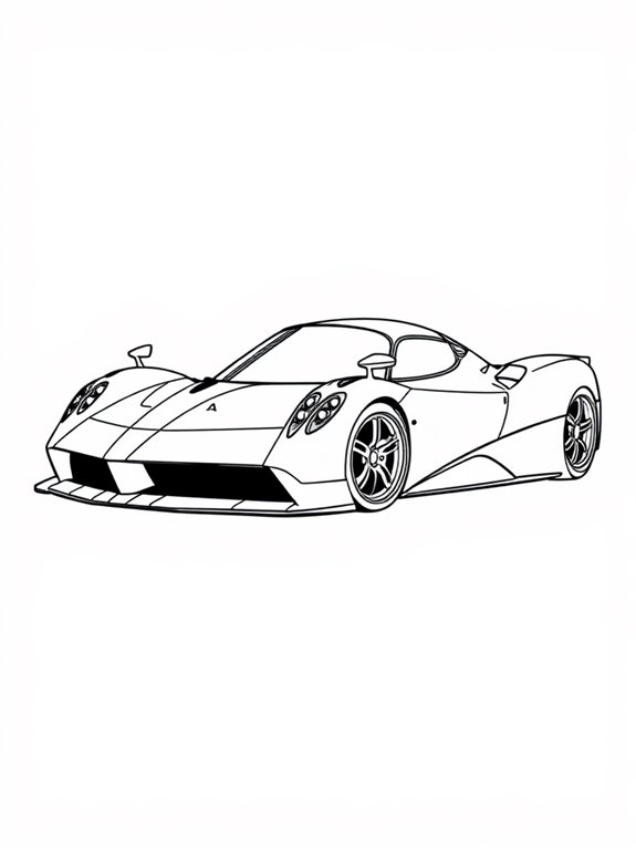 pagani line art coloring page