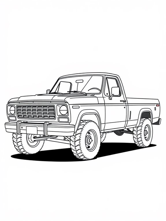 pickup truck line art