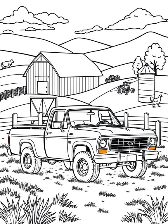 pickup truck on farm