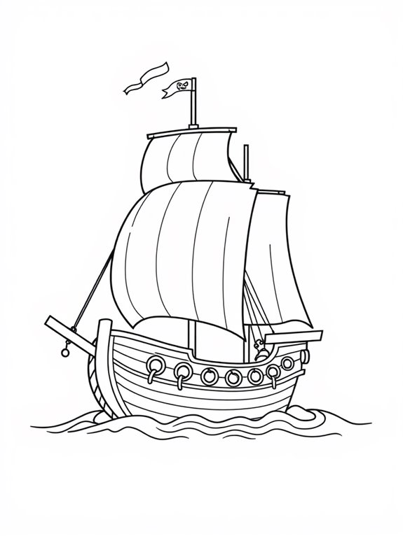 pirate ship coloring outline