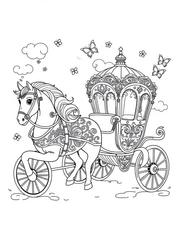 playful carriage coloring page