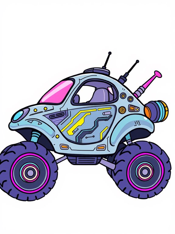 playful cartoon cyberpunk vehicle